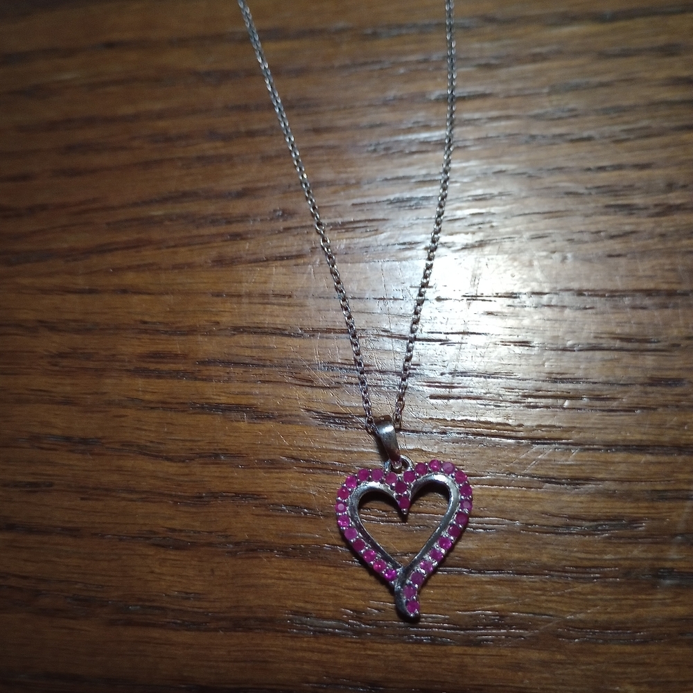 New .925 sterling silver natural ruby necklace